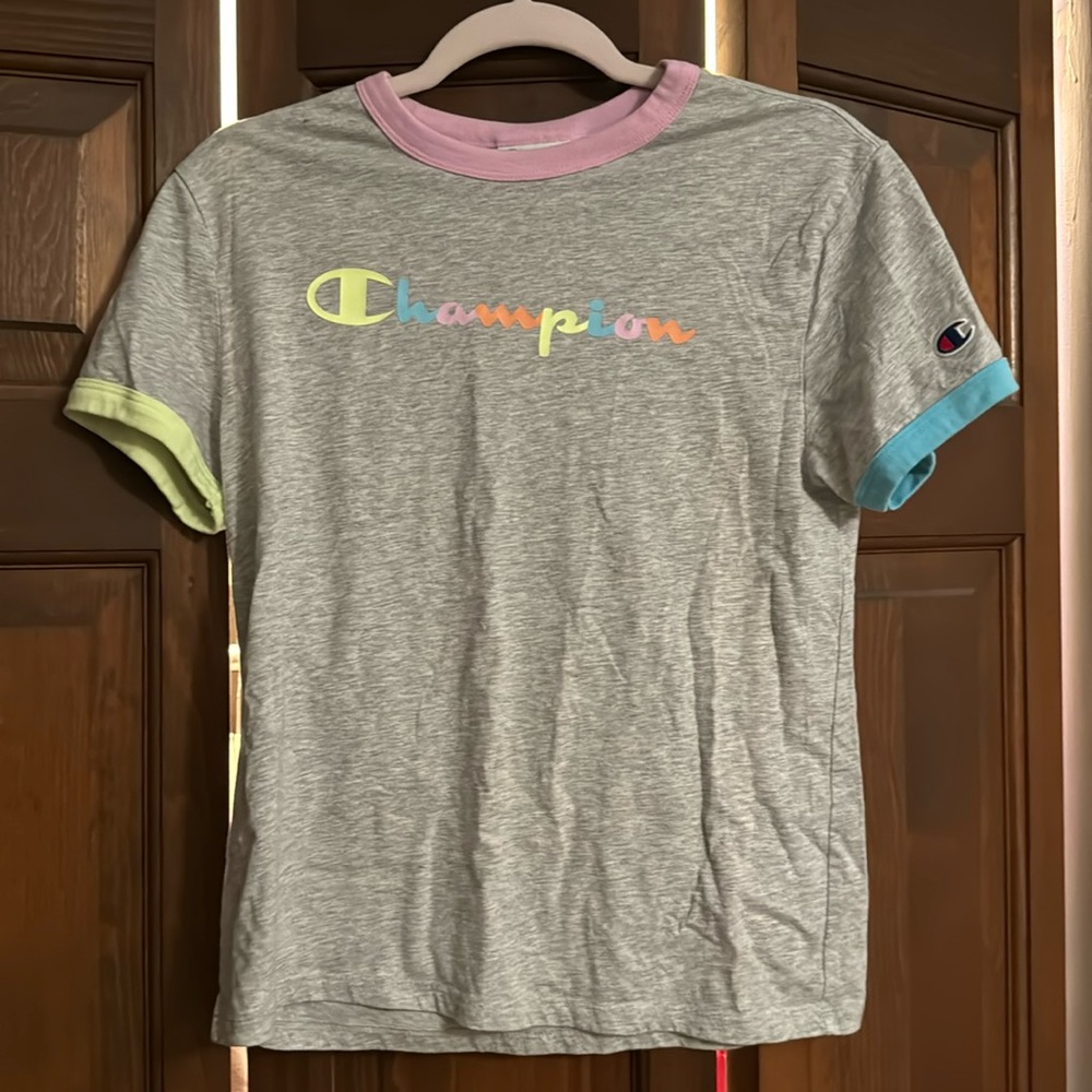 colorful champion tee shirt